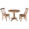 International Concepts Round 36 in Round Extension Dining Table with 2 X-Back Stools, Distressed Oak, 36 in W, 48 in L K42-36RXT-27B-C613-2 - alternate 1